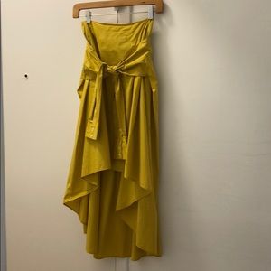 yellow zara midi skirt